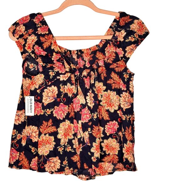 NWT Old Navy Floral Tie Back Swing Top Womens S Boho Hippie Festival Cottage - Picture 10 of 14